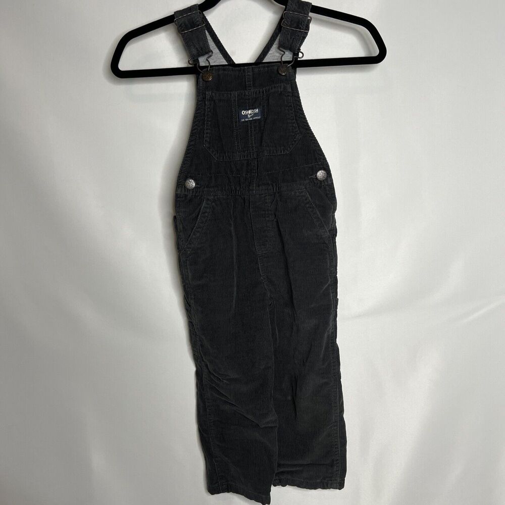 Boy OshKosh B'gosh® Size 4T Gray Jersey Lined Corduroy Overalls